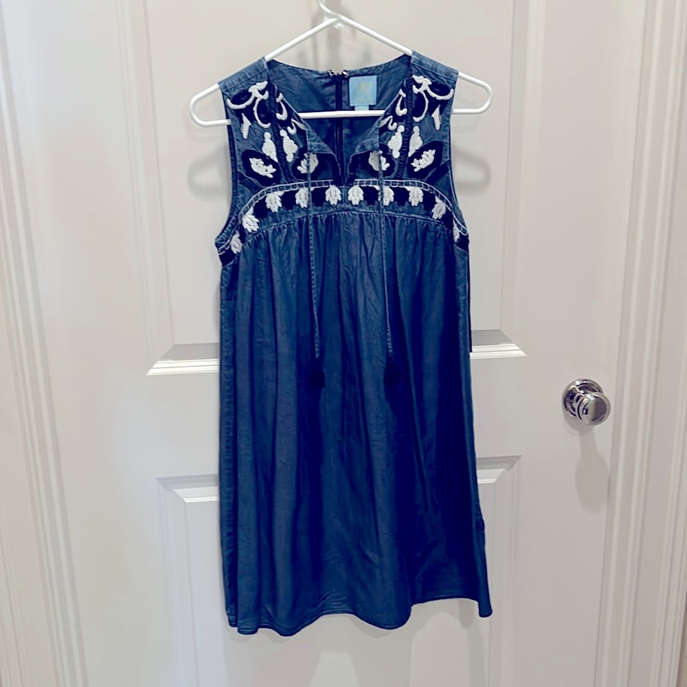Cece Embroidered Denim Dress